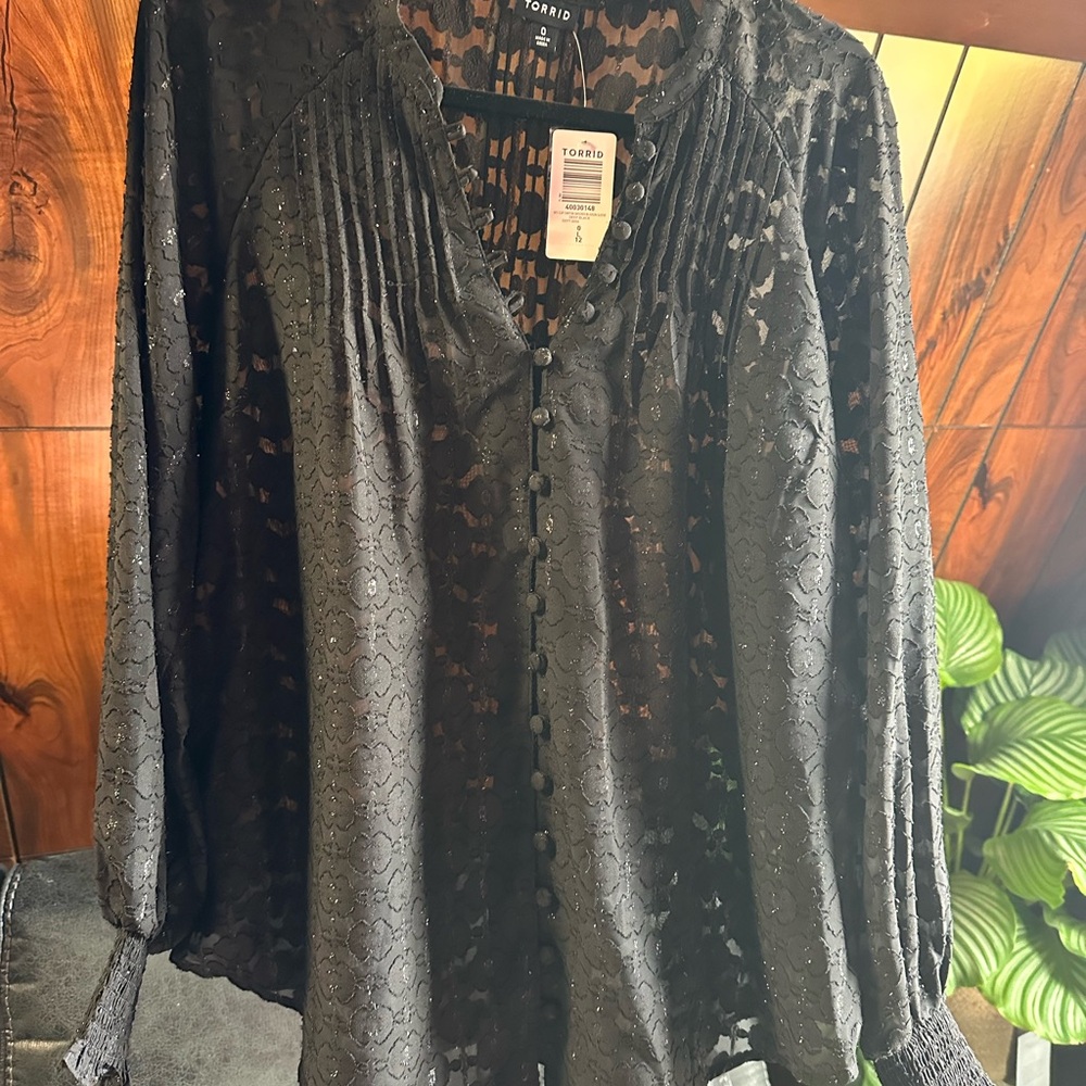 Torrid Elegant Black Lace Blouse